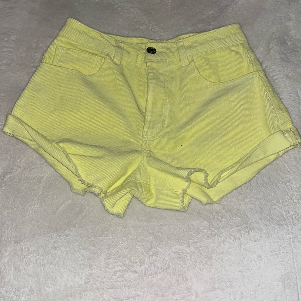 Neon yellow corduroy short